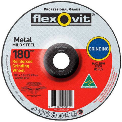 FLEXOVIT GRINDING DISC- 178 X 6.8 X 22  METAL / STEEL