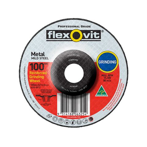 FLEXOVIT GRINDING DISC- 102 X 6.0 X 16  METAL / STEEL