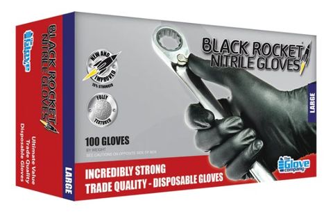 BLACK NITRILE GLOVES 100/BX APPROX  - LARGE      [130003]