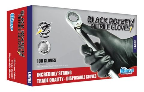 BLACK NITRILE GLOVES 100/BX APPROX - XL EXTRA LARGE [130004]