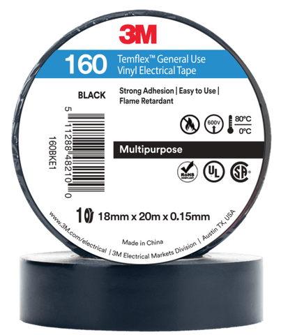 3M TEMFLEX 170 VINYL ELECTRICAL TAPE 18MM X 20M  - BLACK