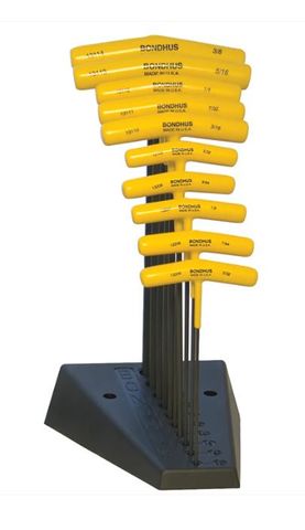 BONDHUS 10PC T-HANDLE SET 3/32 - 3/8  - WITH PL MTG STAND