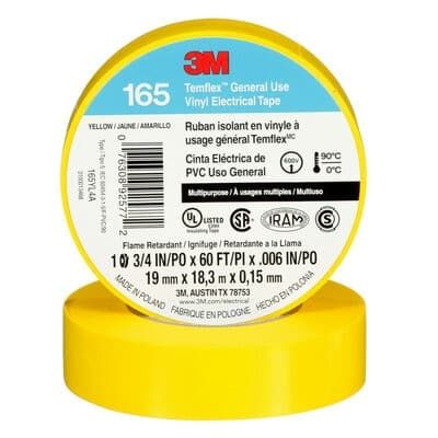 3M TEMFLEX 170 VINYL ELECTRICAL TAPE 18MM X 20M  - YELLOW