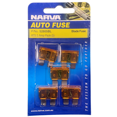 NARVA STANDARD ATS BLADE FUSE 19MM WIDE  5A  5/PACK