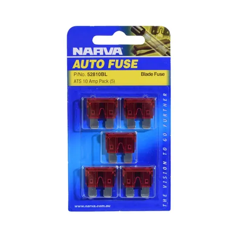 NARVA STANDARD ATS BLADE FUSE 19MM WIDE  10A  5/PACK