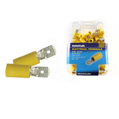 NARVA TERMINAL YELLOW MALE BLADE 6.3MM 11/PACK