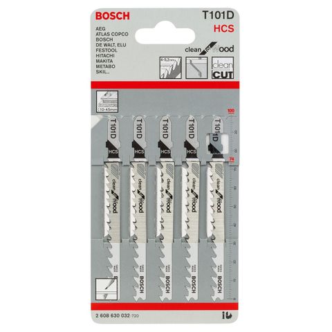 BOSCH JIGSAW BLADE 5/PK WOOD/CLEAN