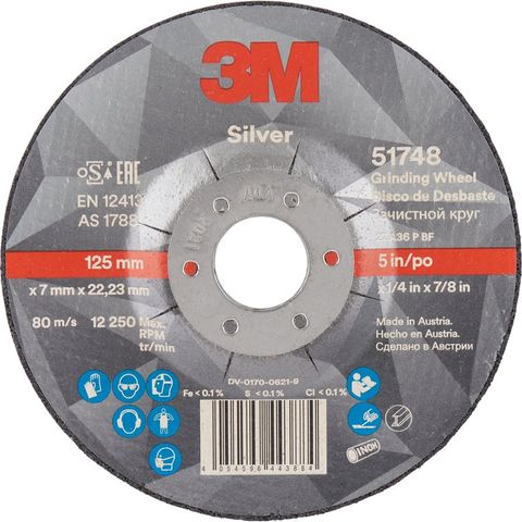 3M SILVER GRINDING DISC 125MM X 7  - INOX STAINLESS