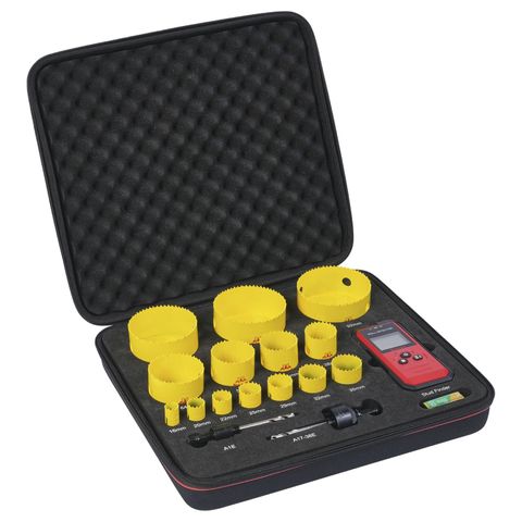 STARRETT 14PC UNIVERSAL FC HOLESAW SET 16-92MM + STUD FINDER