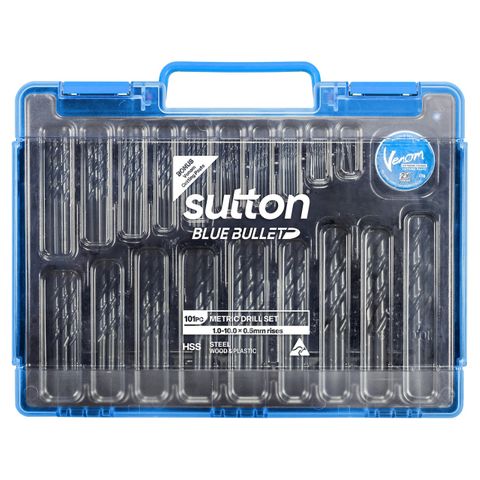 SUTTON 101PC BLUE JOBBER DRILL SET 1-10MM 0.5 INCR