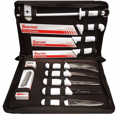 STARRETT 11X KNIFE SET + SHARPENER/STONE  BKK-11WA