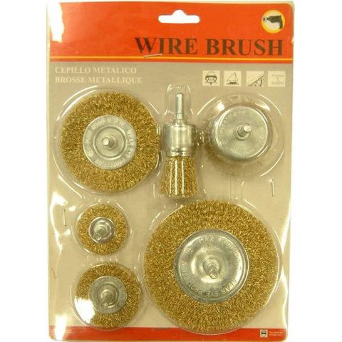 XCEL 6PC WIRE BRUSH SET WHEEL/CUP/END WITH 6MM SHANK