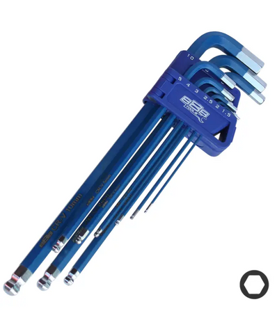 SP TOOLS 888 HEX KEY SET LONG B/E MM 9PC 1.5- 10MM  BLUE