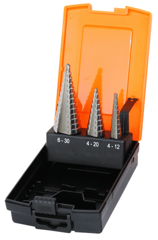 SP TOOLS 3PC HSS STEP DRILL SET 6-30MM 4-20MM 4-12MM