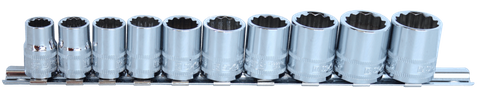 SP TOOLS 10PC 12P 3/8DR SOCKET SET METRIC 10-19MM ON RAIL