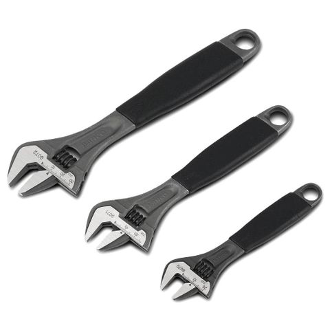 BAHCO 3PC ADJUSTABLE WRENCH BLACK  -  6/8/10IN  PACK