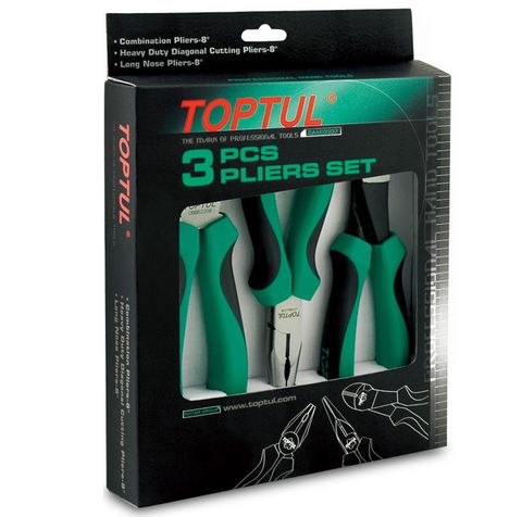 TOPTUL 3PC PLIER SET 200MM  COMB/DIAG/LN