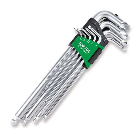 TOPTUL 9PC XL BE HEX KEY WITH EXTRACTOR END