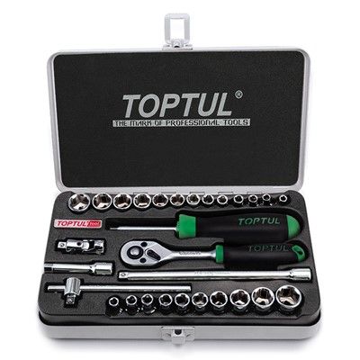 TOPTUL 29PC SOCKET SET 1/4DR METRIC & AF 4-14MM 3/16 - 9/16