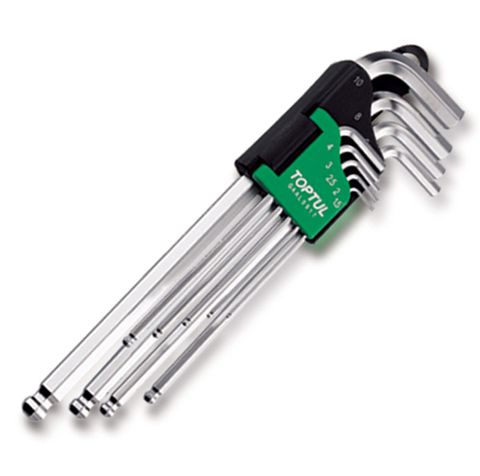 TOPTUL 9PC LG BE HEX KEY SET 1.5-10MM