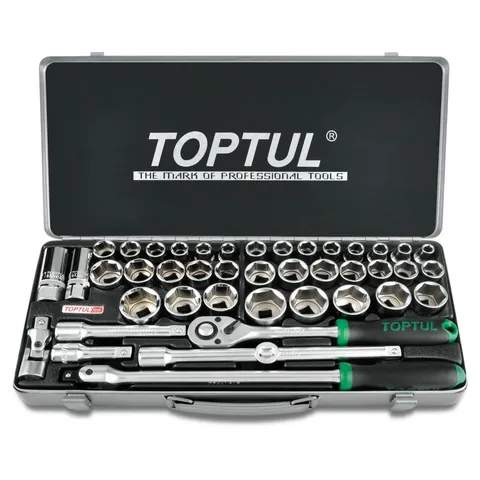 TOPTUL 43PC SOCKET SET 1/2DR SAE/MM 8-32MM 3/8 -1 1/4