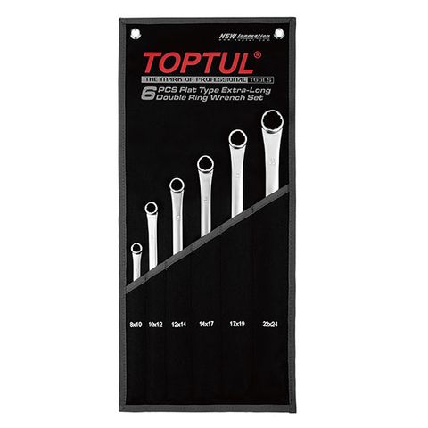 TOPTUL 6PC  X-LONG DOUBLE RING SPANNER SET 8-24MM