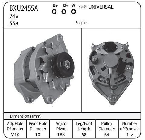 ALT BOSCH 24V 55A TWIN LEG
