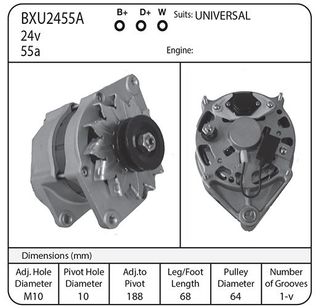 ALT BOSCH 24V 55A TWIN LEG