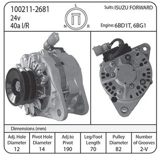 ALT SUIT ISUZU 24V 40A 6BDIT,6GM1