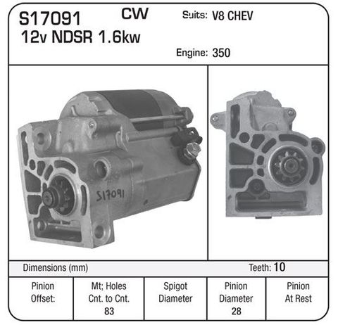 STARTER DENSO G/R REP 10MT 350 CHEV 1 LONG 1 SHORT BOLT