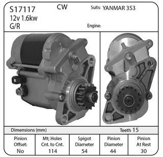 STR 1.6KW 12V DENSO SUIT YANMAR 353