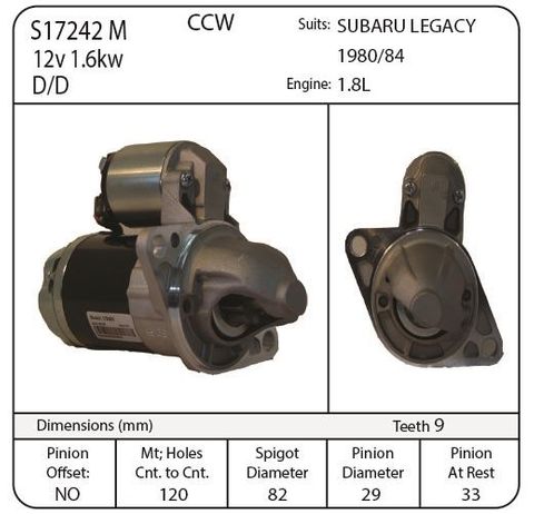 STARTER SUBARU LEGACY 9TH CCW- MITSI VERSION