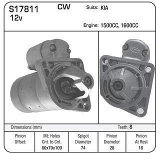 STARTER KIA  1.5L OR 1.6L 8TH 2001-2005 O.E