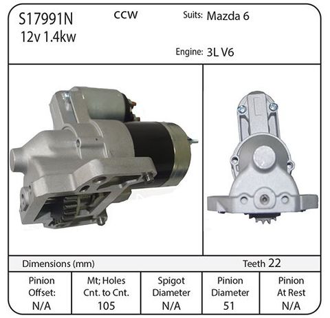 STR PMGR MITSI 12V 1.4KW CCW