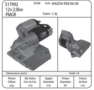 STARTER 12V 18-T RX8 uprated 2KW AUTOMATIC