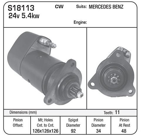 MERC BENZ TRUCK 24V 9TH 5.4KW CO AXIAL