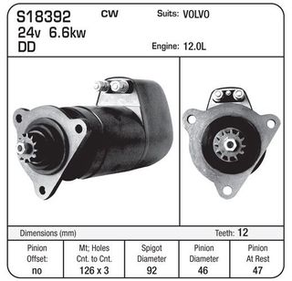 STR VOLVO 24V 12T 6.6KW CO-AXIAL or Use S7903 Mitsi Version
