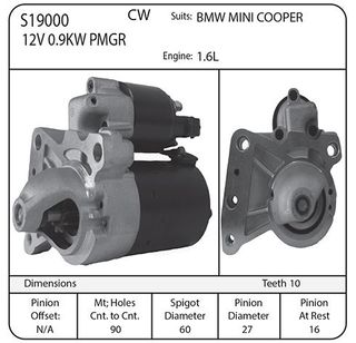STARTER 12V CW 10TH  SUIT BMW MINI, CITOERN, OPEL & PEUGEOT