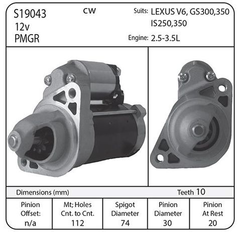 STR 12V CW 1.7KW 10TH GS300/350,IS250/300