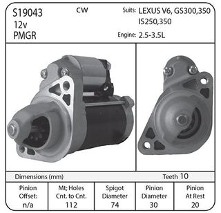 STR 12V CW 1.7KW 10TH GS300/350,IS250/300