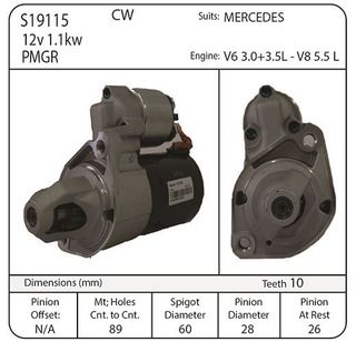 STR 12V 1.1 kw 10 tooth CW BOSCH - Mercedes S300, CL550 E350