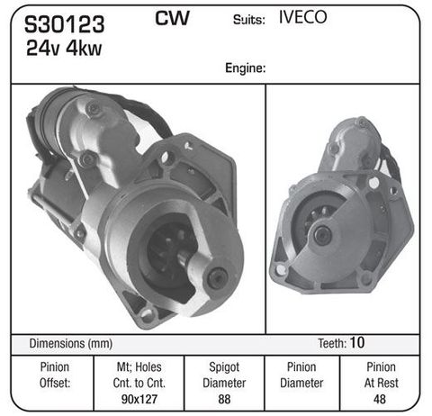 STARTER 24V  4KW 10TH PLGR SUIT IVECO 2000-