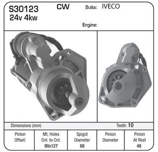 STARTER 24V  4KW 10TH PLGR SUIT IVECO 2000-