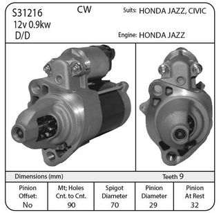 STR DENSO 12V CW 9TH SUIT HONDA JAZZ, CIVIC