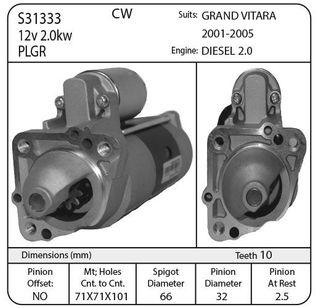 STARTER 12V PLGR MITSI SUIT SUZUKI ESCUDO & GRAND VITARA