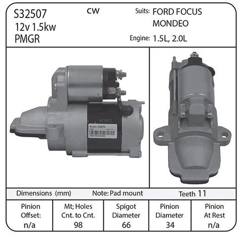 STARTER SUIT FORD FOCUS/MONDEO 12V CW 11TH 1.5KW