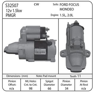 STARTER SUIT FORD FOCUS/MONDEO 12V CW 11TH 1.5KW