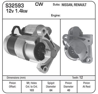 STARTER 12V 12TH SUIT RENAULT DIESEL ENGINE