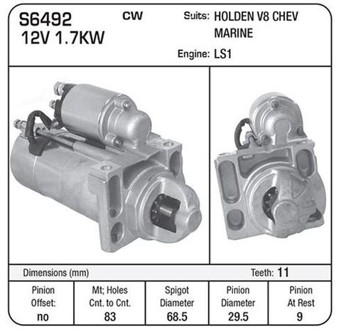 STR 12V 1.7KW PMGR  LS1,LS2,HOLDEN V8 CHROME