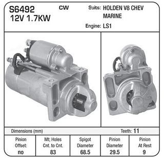 STR 12V 1.7KW PMGR  LS1,LS2,HOLDEN V8 CHROME